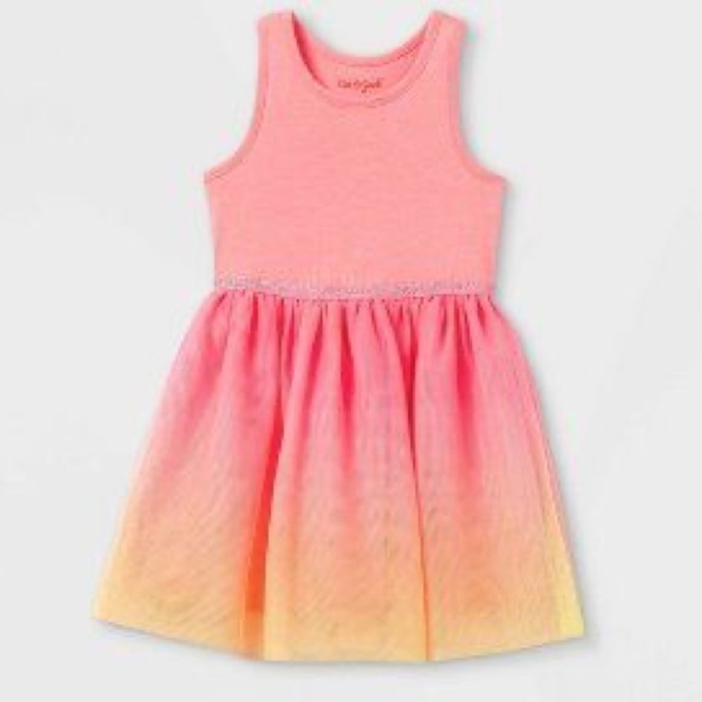 Baby girl sleeveless dress with tutu ombre dress tank dress pink size 18 months